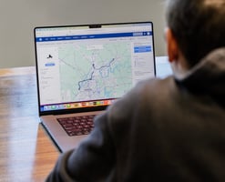 Fleet manager looking at historic routes from GPS trackers