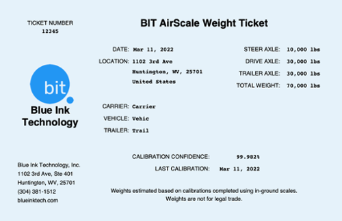 truck scale ticket made from the BIT air scale app truck scale ticket made from the BIT air scale app